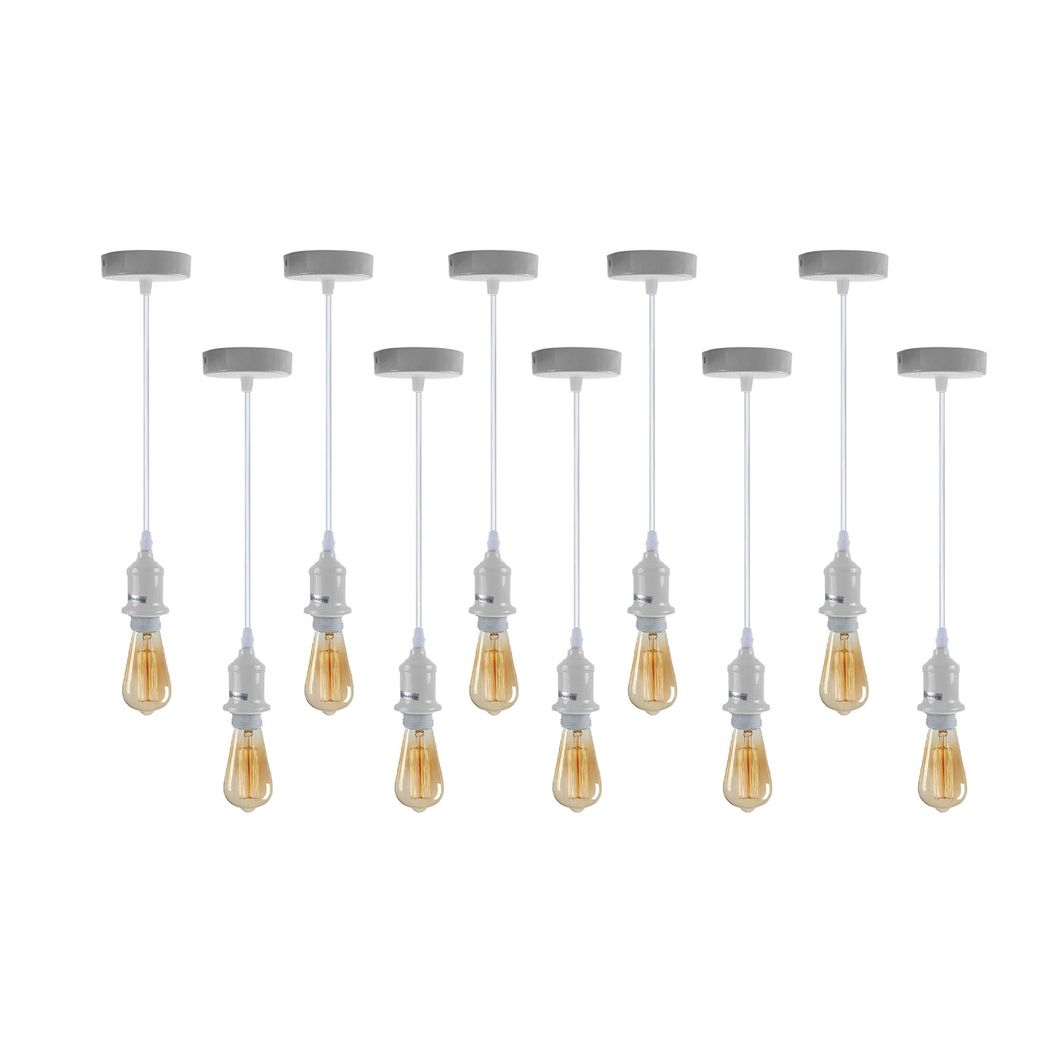 10 Pack Industrial Pendant Light Fitting, lampshade addable E27 Lamp Holder