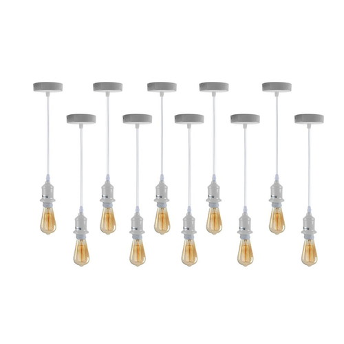 10 Pack Industrial Pendant Light Fitting, lampshade addable E27 Lamp Holder