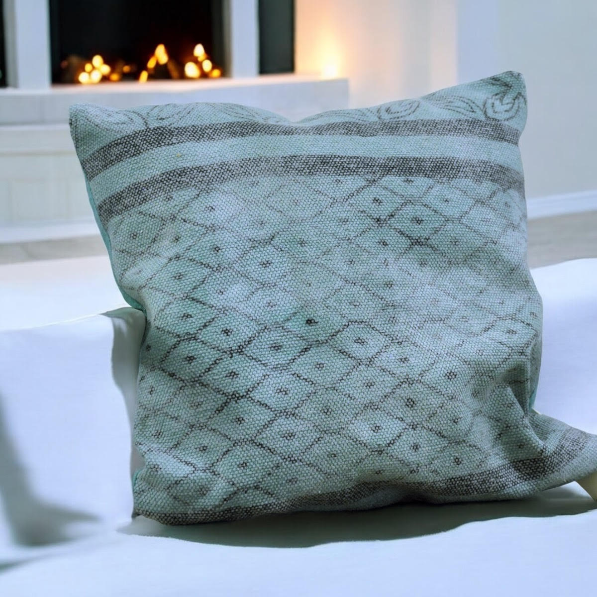 Luxury Stone Washed Green Cushion Cover, 50 x 50 cm – Elegant Home Décor Cushion