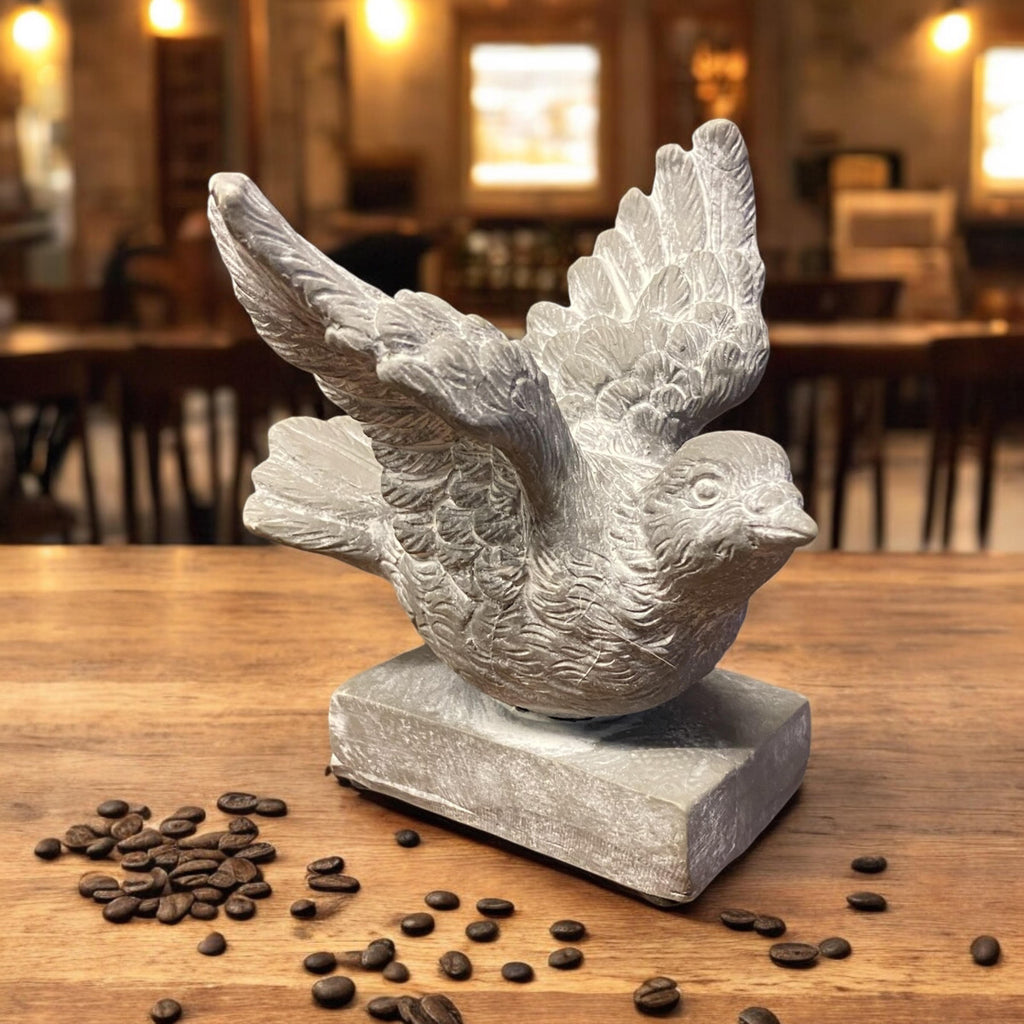 Bird on a Base Garden Ornament Resin Bird Sculpture Figurine Stone Look 13cm