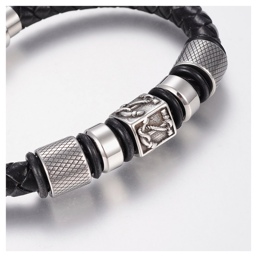 Men's Nautical Leather Bracelet
