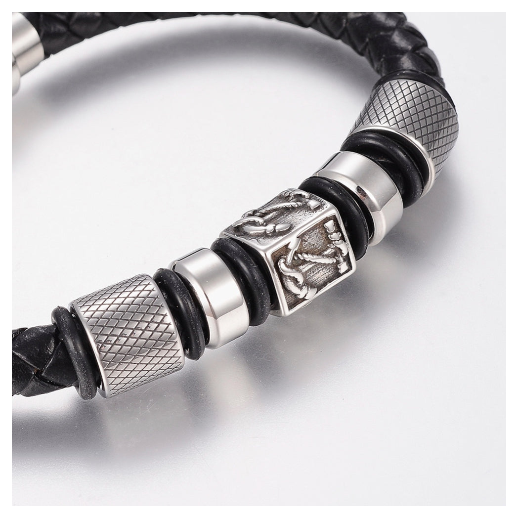 Men's Nautical Leather Bracelet