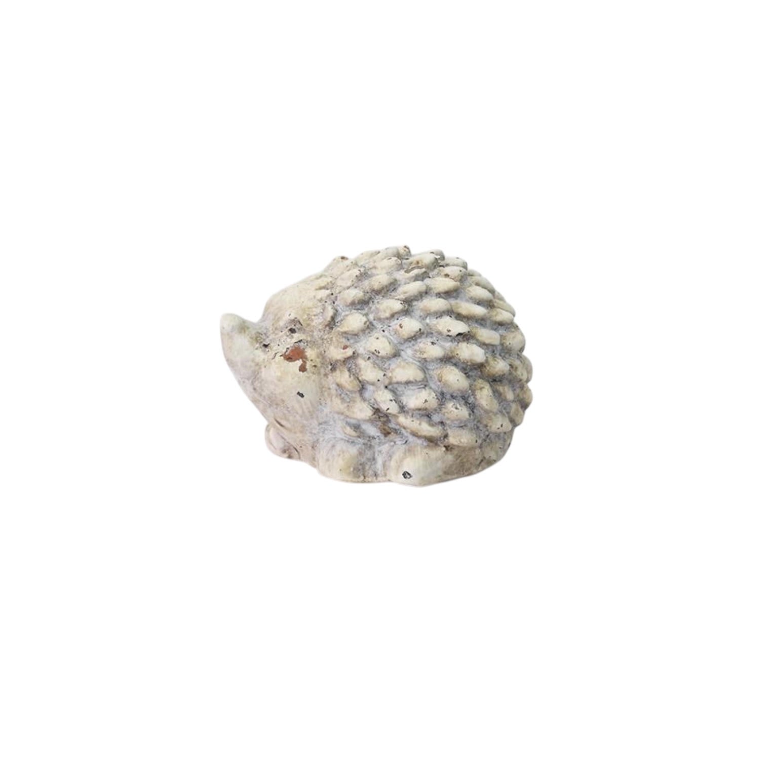 Durable Stone-Look Hedgehog Garden Sculpture (10cm Cream Hedgehog Statue)