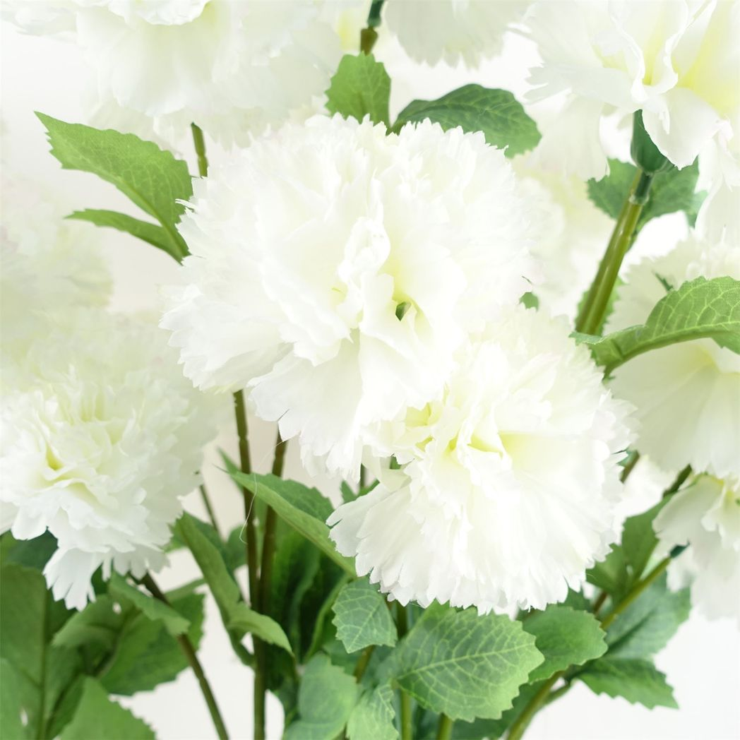Pack of 6 x 70cm White Artificial Carnation Stem - 24 Flowers