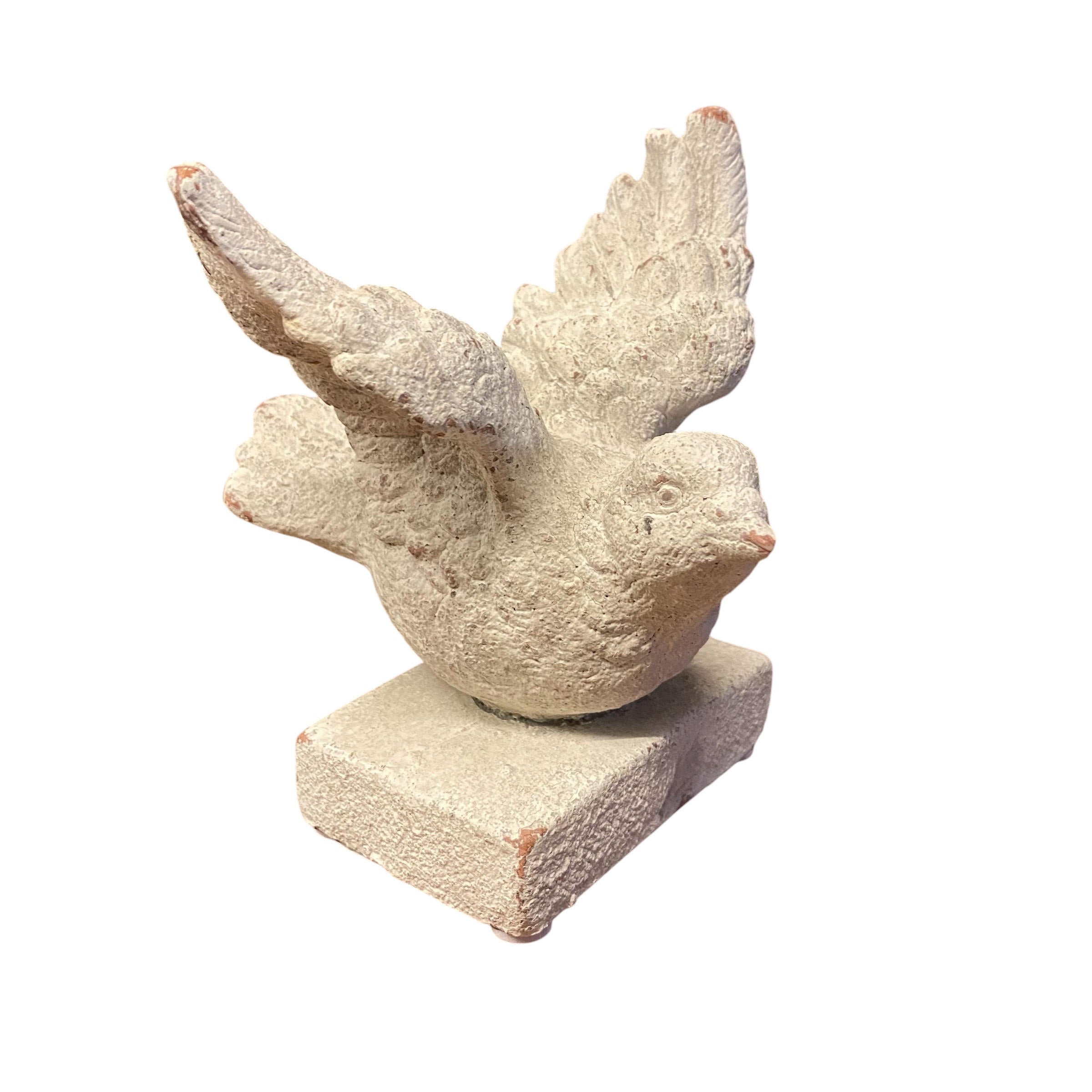 Bird on a Base Garden Ornament Resin Bird Sculpture Figurine Stone Look 13cm