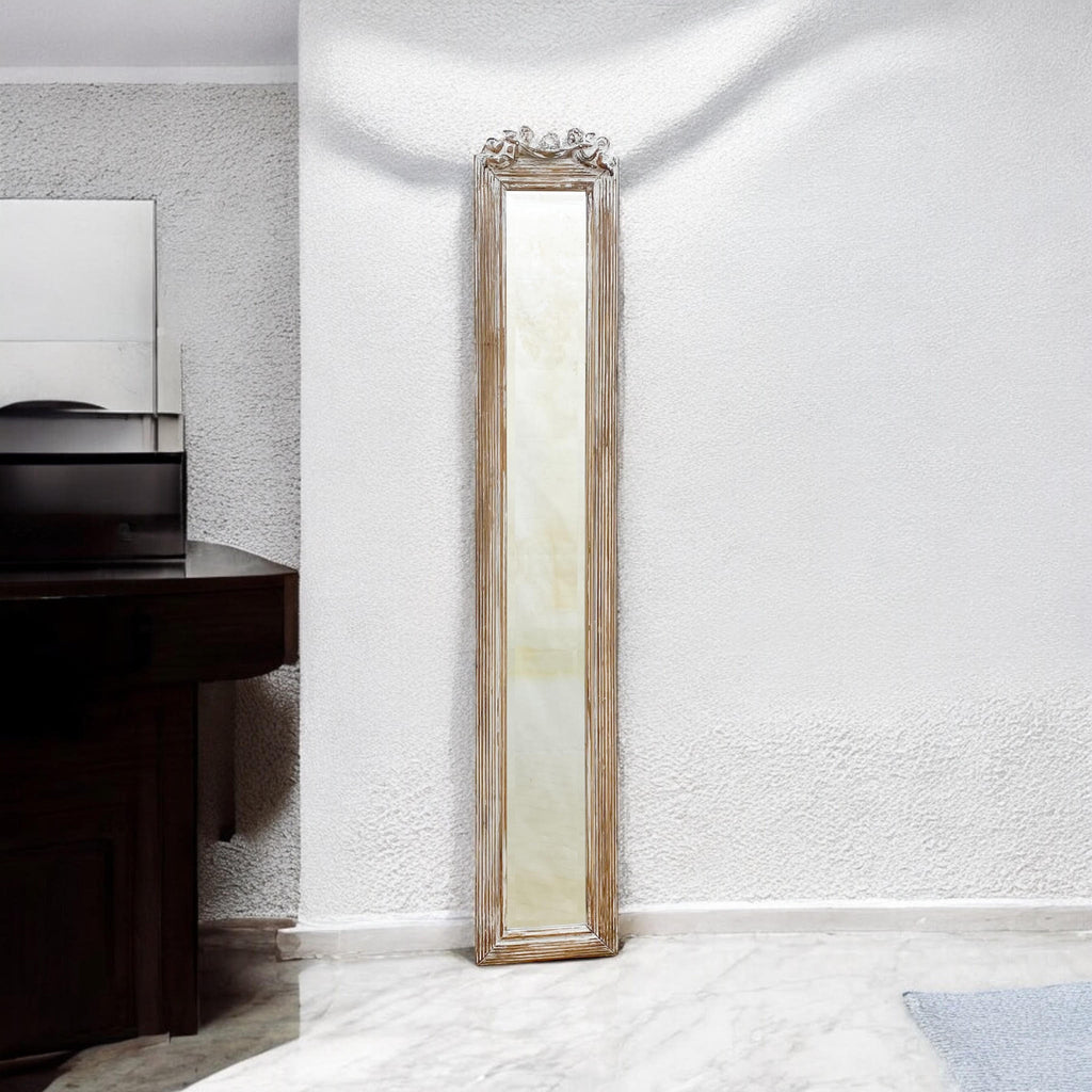 109cm Tall Elegant Design Wall Mirror (White 109cm)