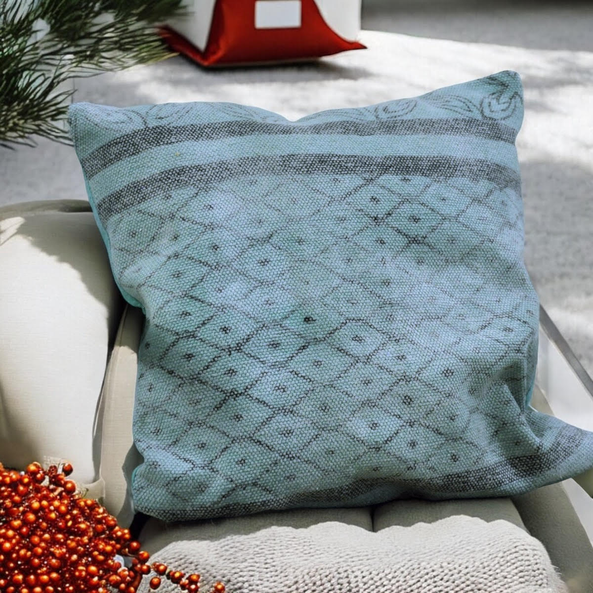 Luxury Stone Washed Green Cushion Cover, 50 x 50 cm – Elegant Home Décor Cushion