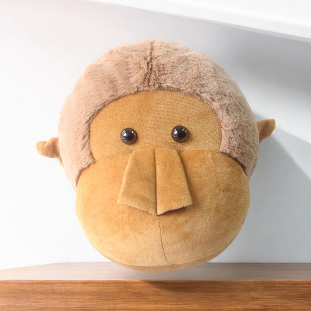 Plush Monkey Head Wall Decoration Ornament Hanging Stuffed Kids Room Toy Gift 3D