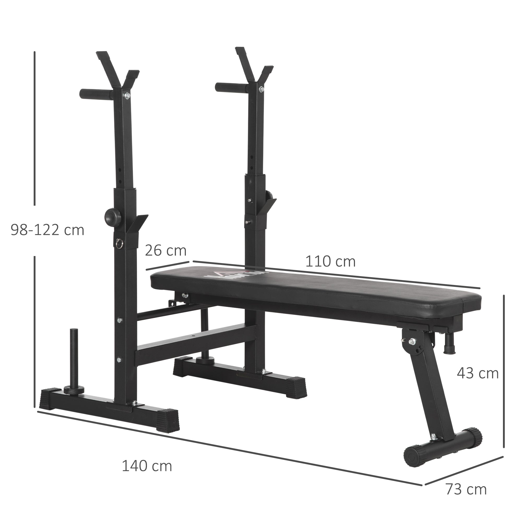 HOMCOM Adjustable Weight Bench with Barbell Rack and Dip Station, Black