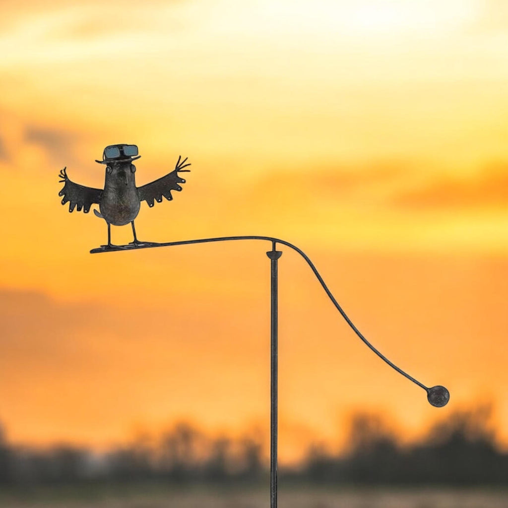 Durable Owl Bird Garden Spinner Metal Stake with Whimsical Spinning Motion