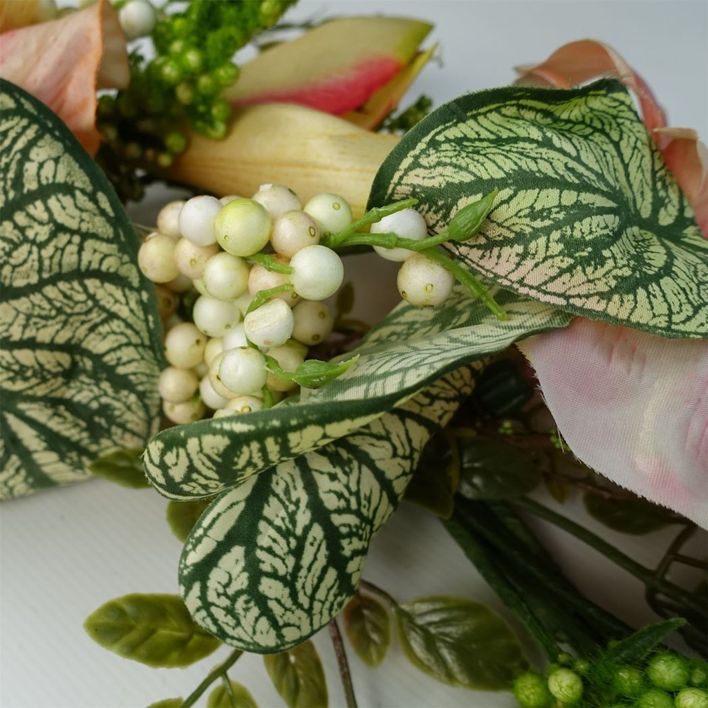 60cm Artificial Pink Lily Wreath
