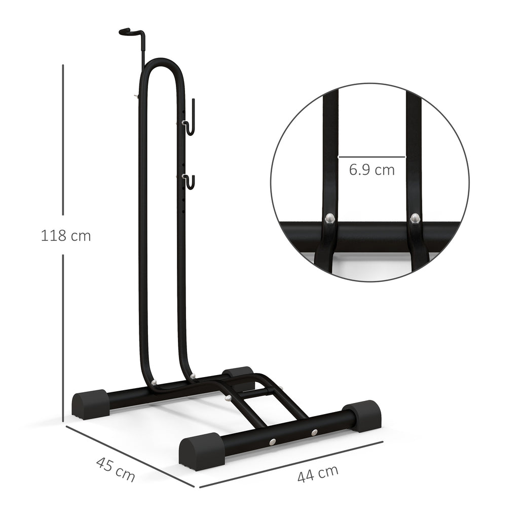 SPORTNOW Vertical & Horizontal Bike Rack Fits 6"-28" and 700c Bikes, Black