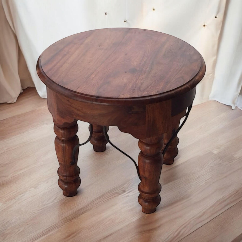 AcaciaHome Durable and Elegant Wooden Round Table (Deep Brown)