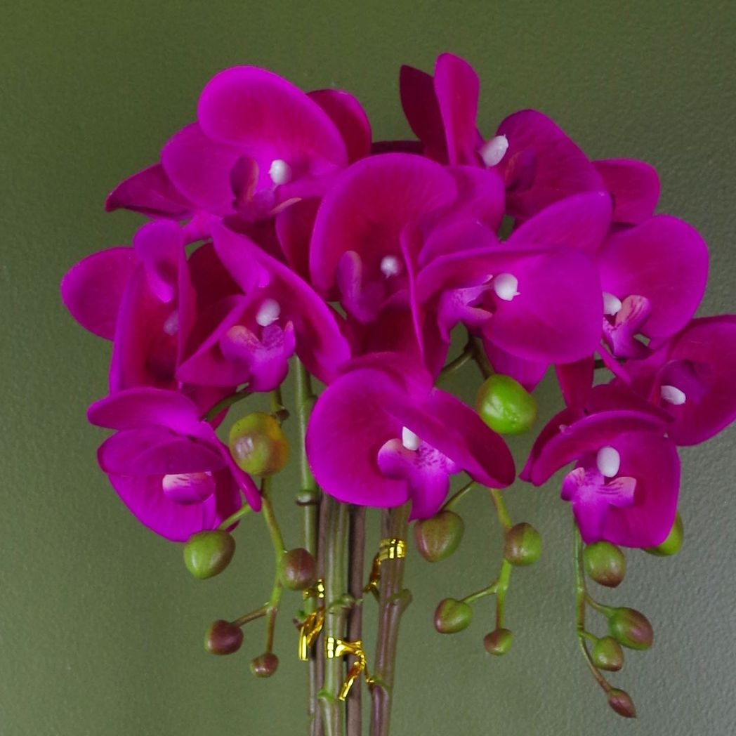 52cm Artificial Orchid Large Dark Pink and Silver