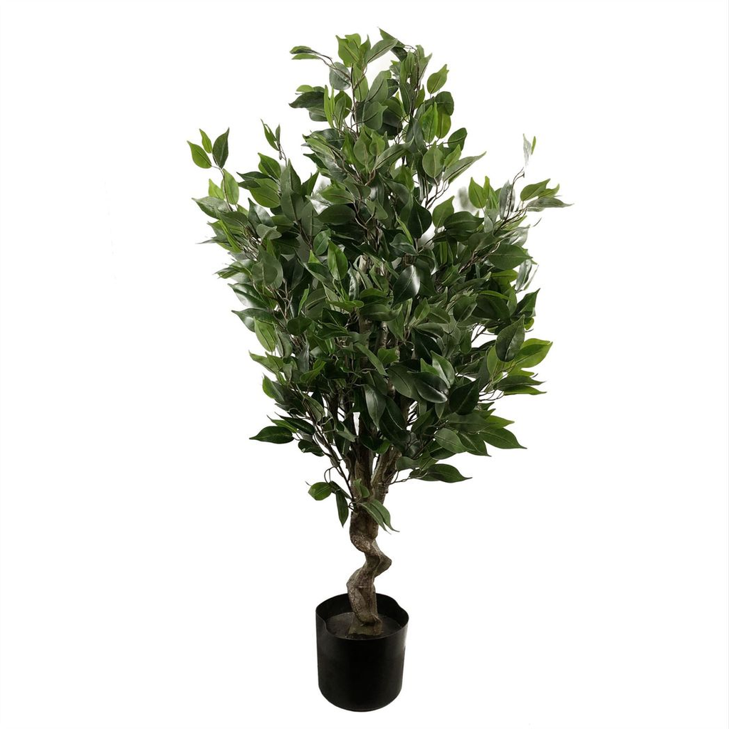 110cm Leaf Realistic Artificial Ficus Tree / Plant Copper Curve Planter