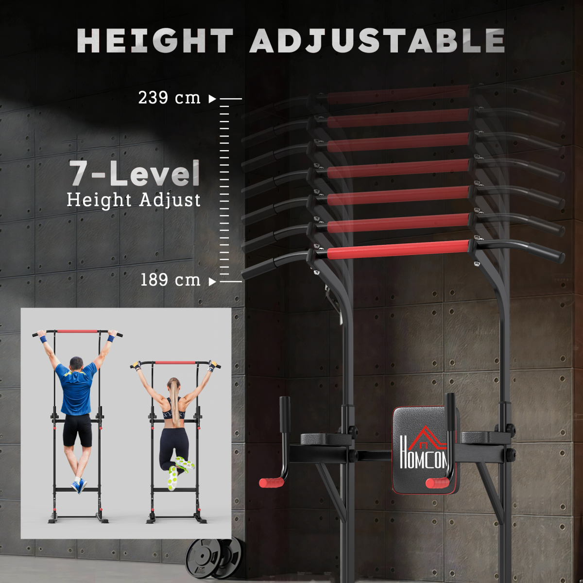 Power Tower Station Pull Up Bar for Home Gym Workout Equipment HOMCOM