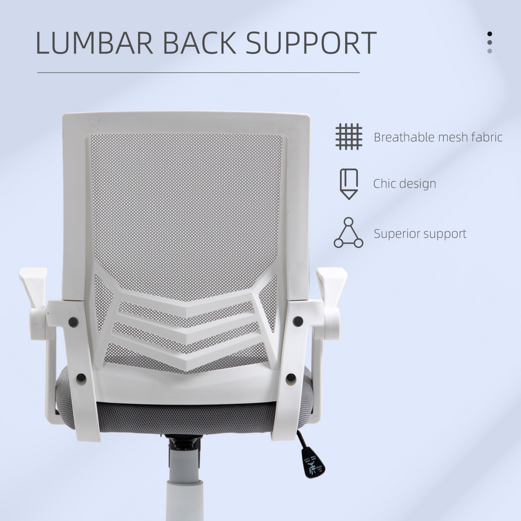 Mesh Swivel Office Chair Task Computer Chair with Lumbar Support, Grey Vinsetto