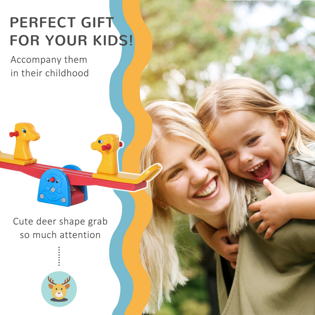 Kids Seesaw Safe Teeter Totter 2 Seats with Easy-Grip Handles