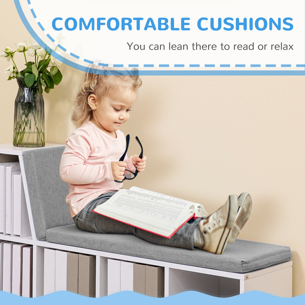 2 Tier Bookcase Modern Bookshelf w/ Removable Cushions for Home Office White