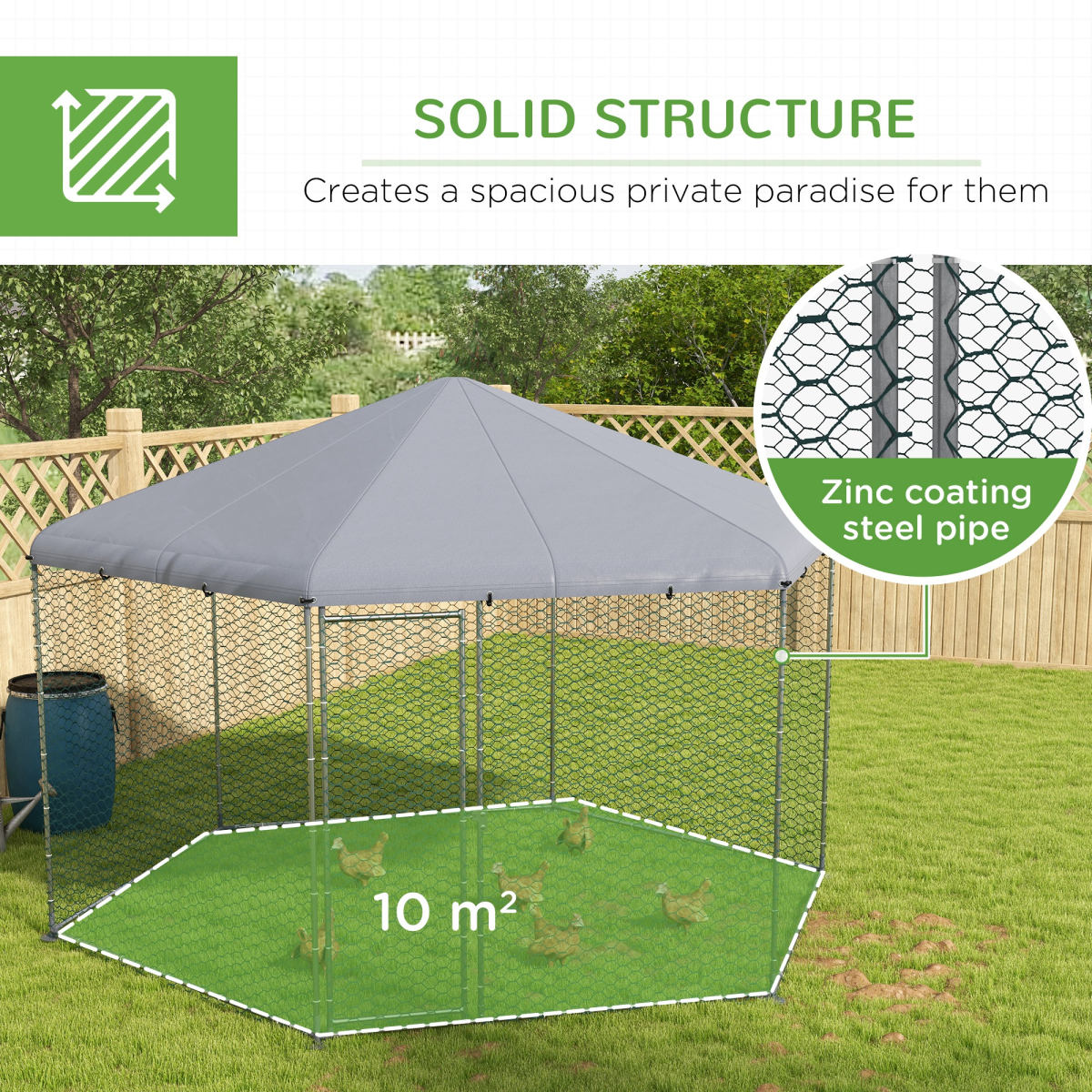PawHut Walk in Chicken Run with Cover for 10-15 Chickens, Hens, Rabbits, Ducks