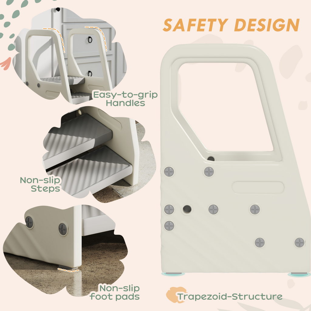 AIYAPLAY Toddler Tower, Adjustable 3 Step Kitchen Stool Helper for 2-5 Years