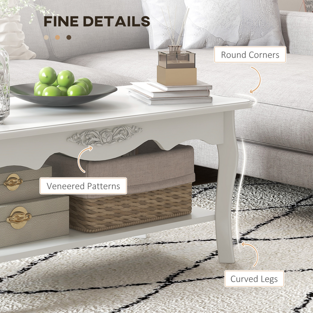 Coffee Table, 94Lx44Wx42H cm-White