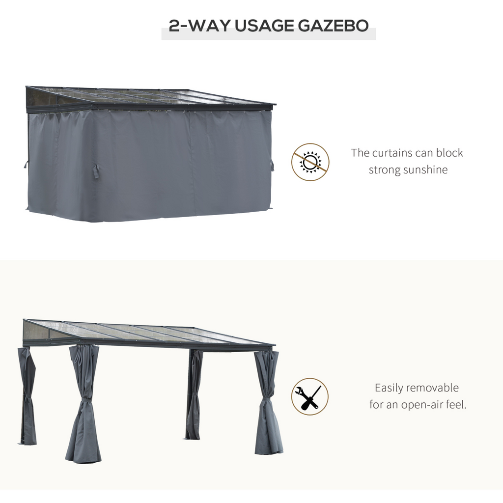 Outdoor Hardtop Pergola Party Tent Garden Waterproof , 4 x 3m, Grey