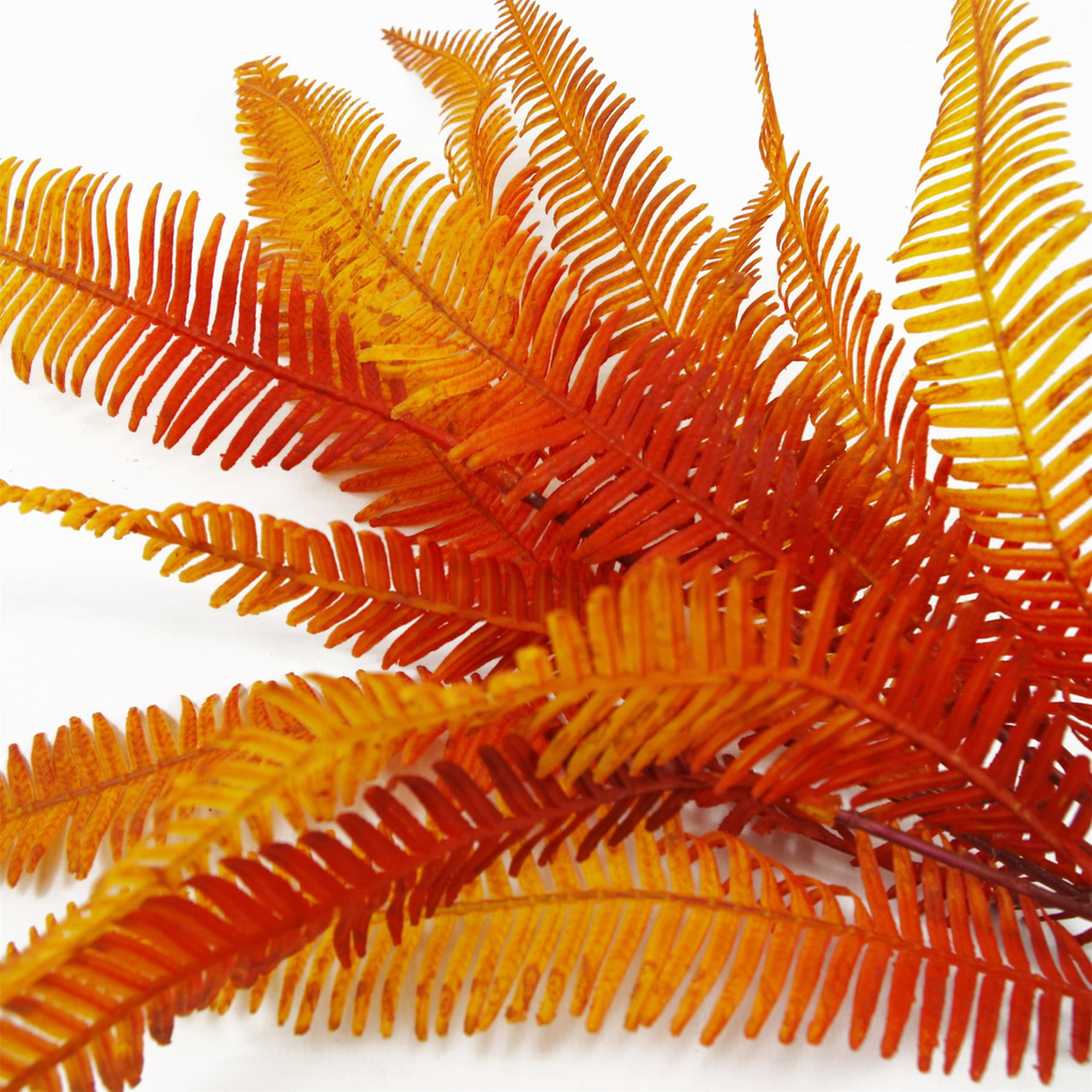 55cm Artificial Autumn Orange Fern Bush Plant