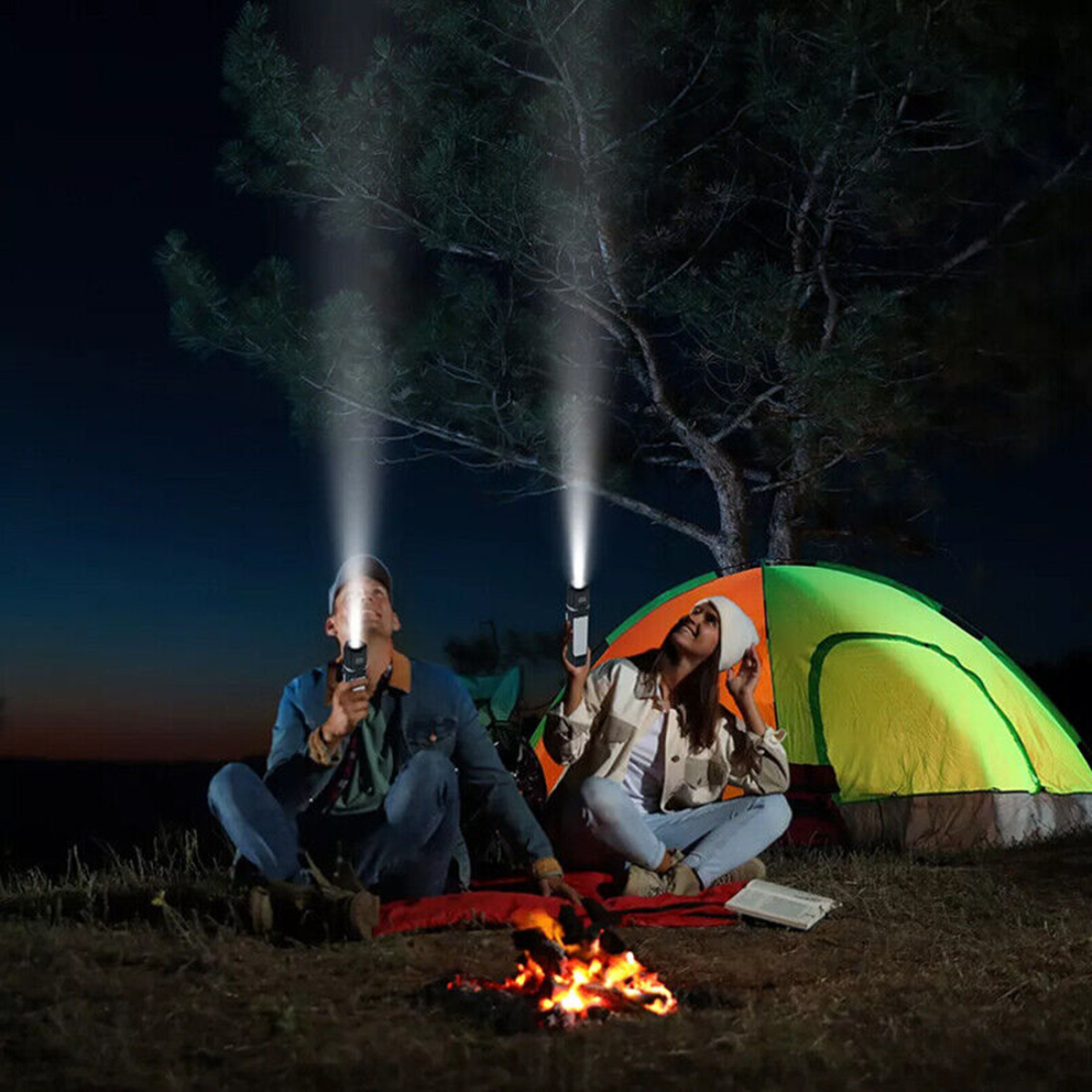 （2 pack）Rechargeable Foldable LED Camping Lantern Light Outdoor Camping Hiking Flashlight  Work Light  Camping Lantern Light
