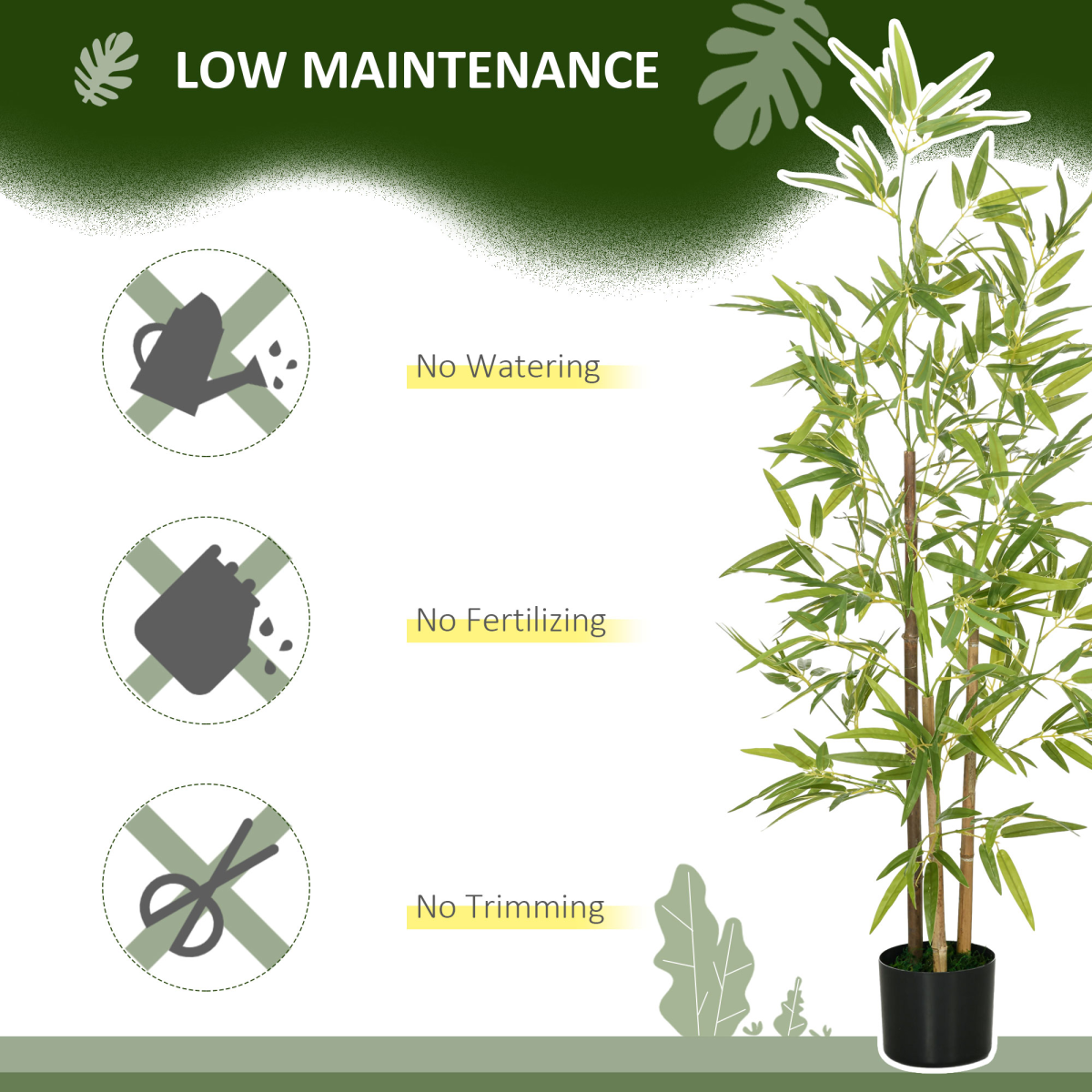 HOMCOM Artificial Plant Bamboo Artificial Tree Height 120 cm with Pot