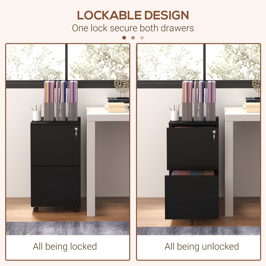 Vinsetto Steel File Cabinet with Lock and Hanging Bar for Letter A4 Legal Size
