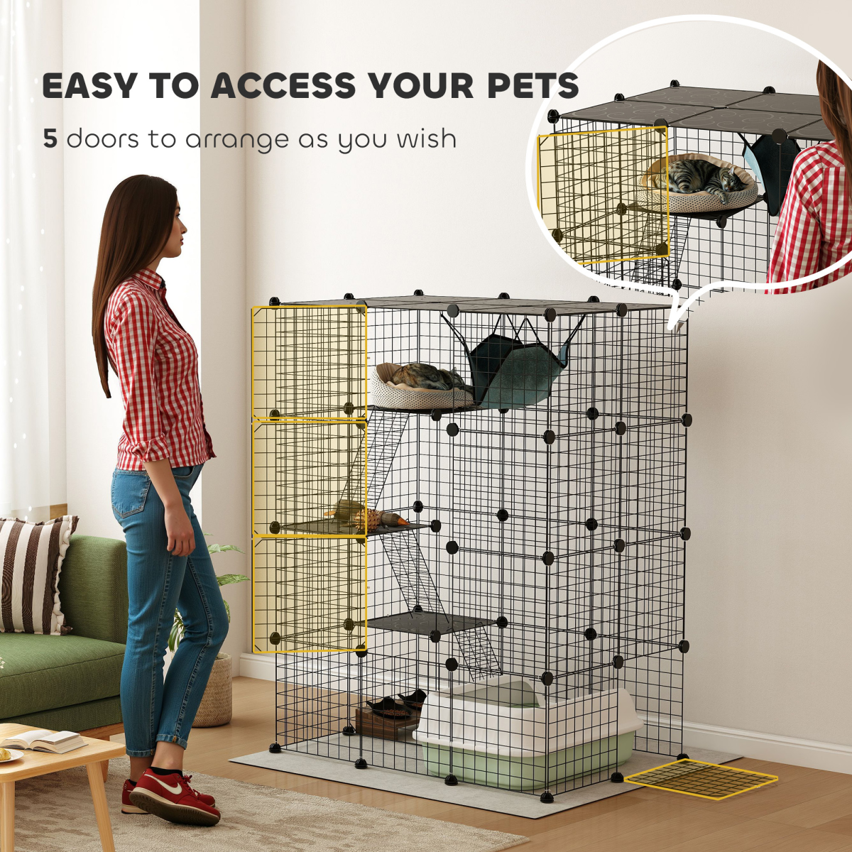 Customisable Cat Playhouse - Four-Tier Design for Up to Three Cats