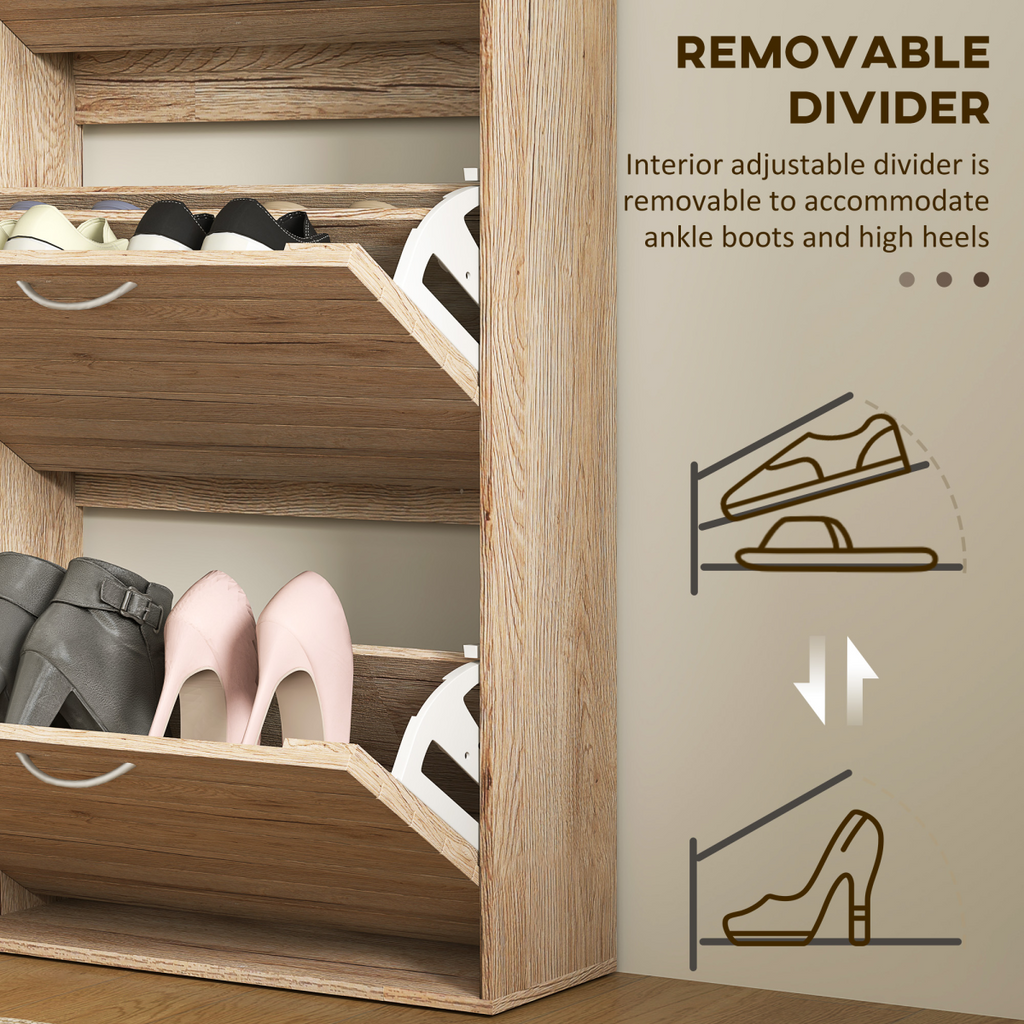 HOMCOM Slim Shoe Storage Cabinet with 3 Flip Drawers for 12 Pair of Shoes