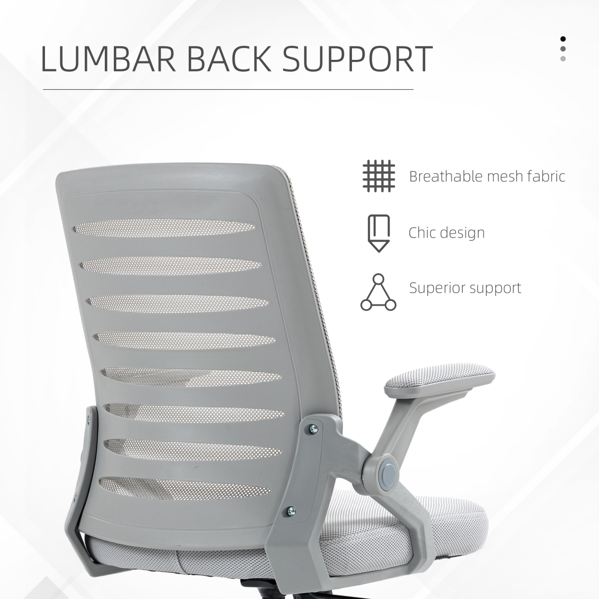 Vinsetto Mesh Office Chair Home Swivel Task Chair with Lumbar Support, Arm, Grey