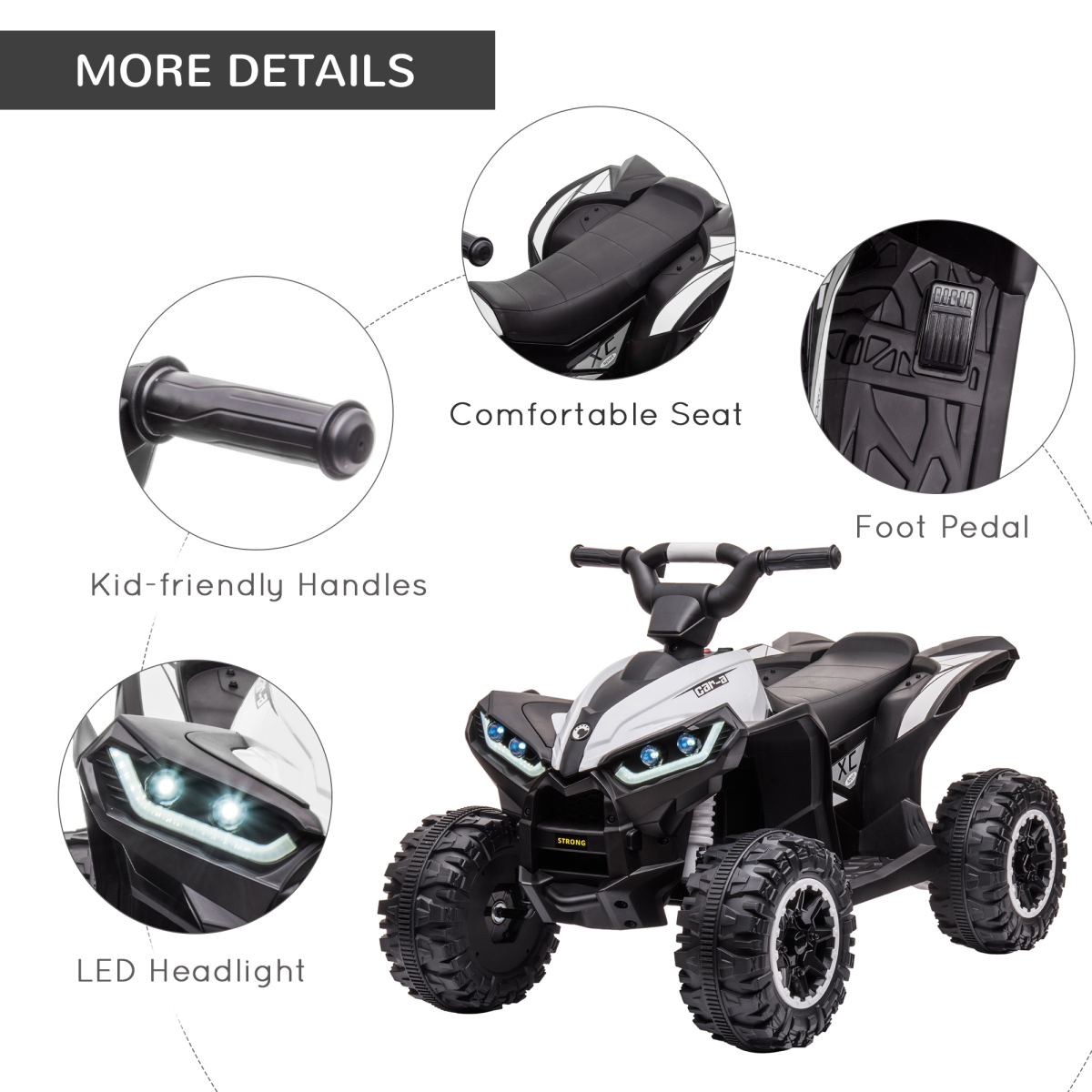 HOMCOM 12V Electric Quad Bikes for Kids Ride On Car ATV Toy for 3-5 Years
