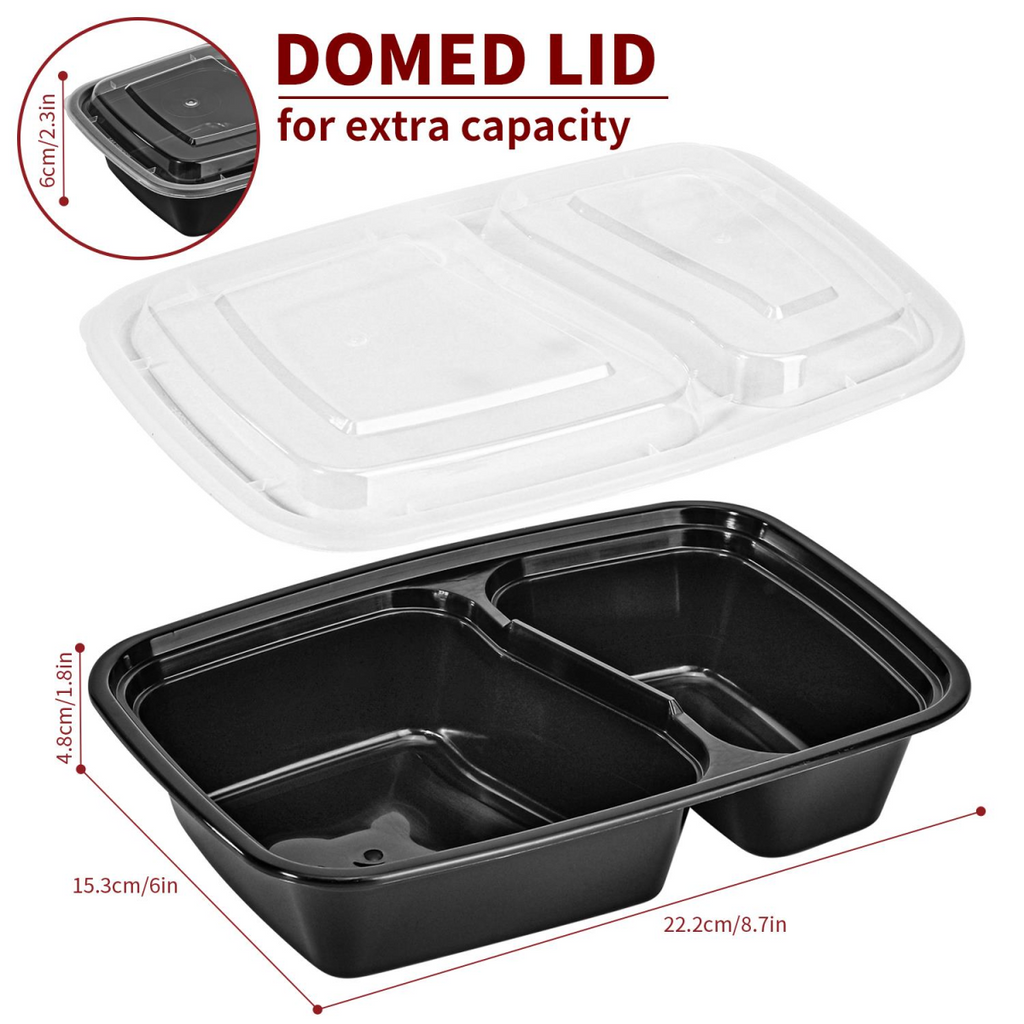 Vinsani 10pk 2 COMPARTMENTS MEAL PREP CONTAINERS