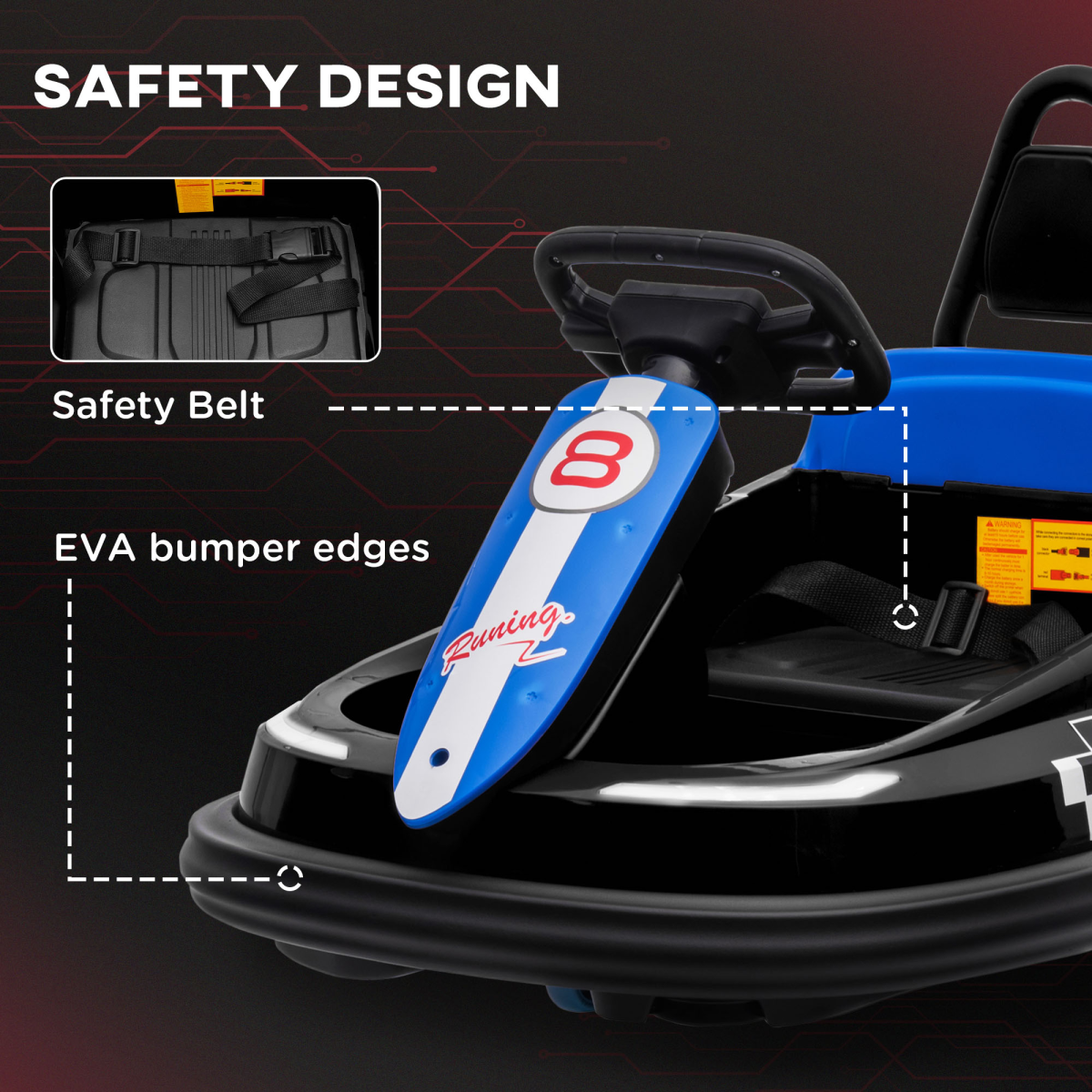 HOMCOM 6V Kids Bumper Car, 360-Degree Rotation Waltzer Car with 2 Speeds - Black
