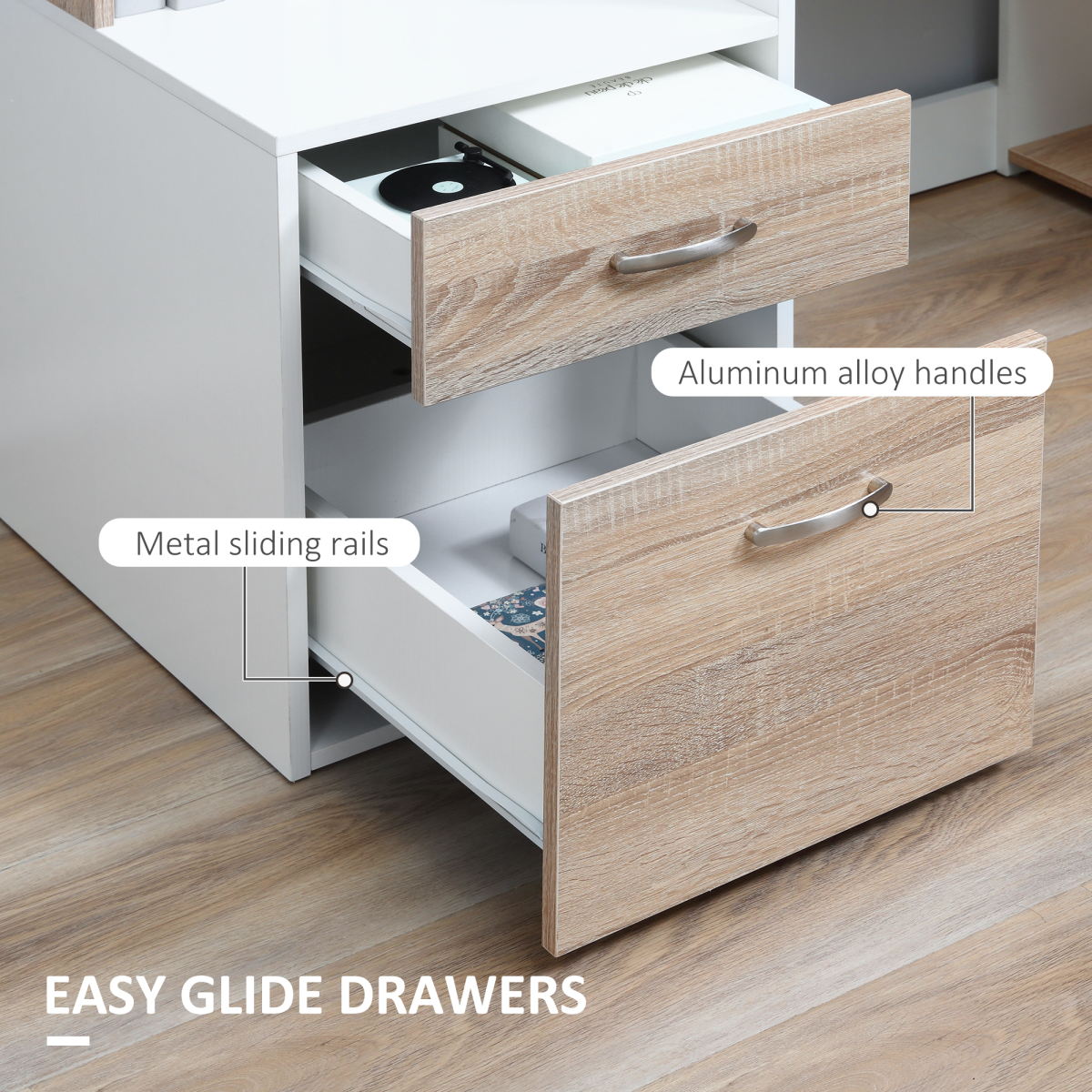Multi-Storage & Workstation Desk Table Storage Shelves Home Office Oak HOMCOM