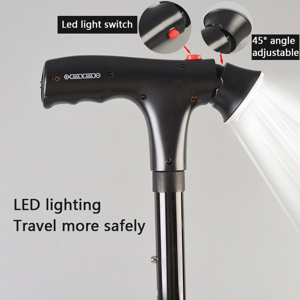 Camping Hiking Walking Stick 5-Level Height Adjustable Folding Walking Cane