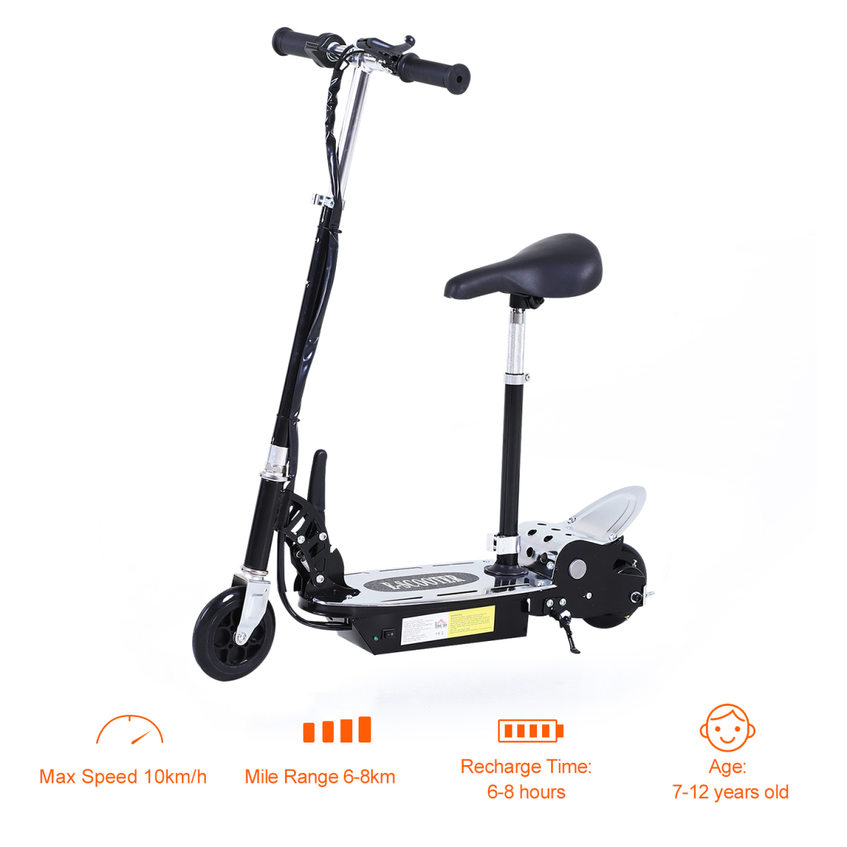 HOMCOM Teen Foldable Electric Scooters Electric Battery 120W with Brake Kickstand