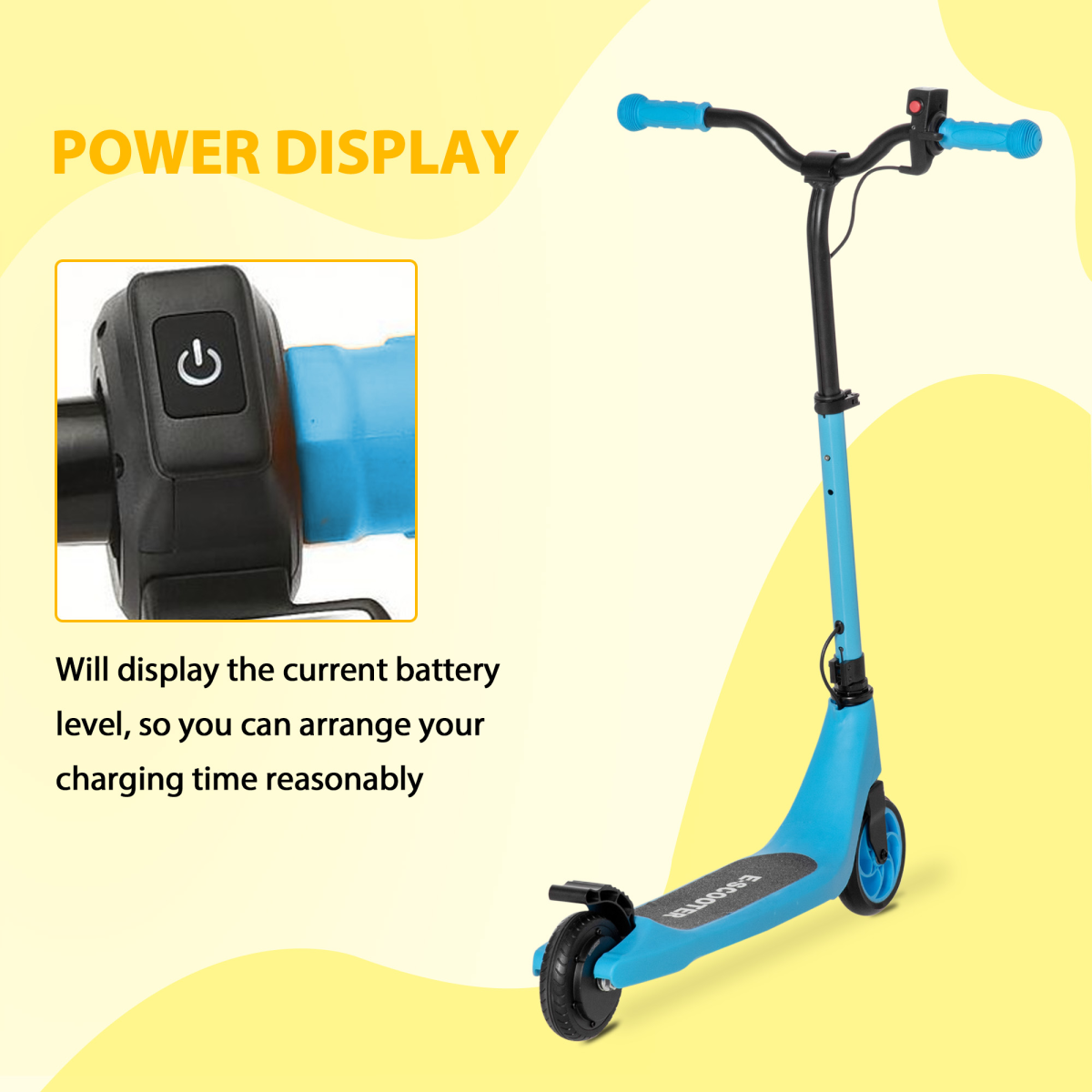 120W Electric Scooter w/ Battery Level Display, Rear Break - Blue HOMCOM