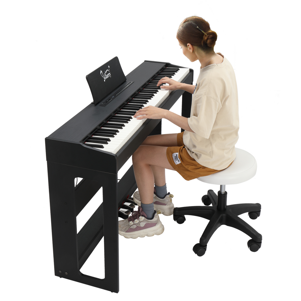 GDP-104 88 Keys Full Weighted Keyboards Digital Piano with Furniture Stand, Power Adapter, Triple Pedals, Headphone, for All Experience Levels Black【Same Model Code: 30505283】