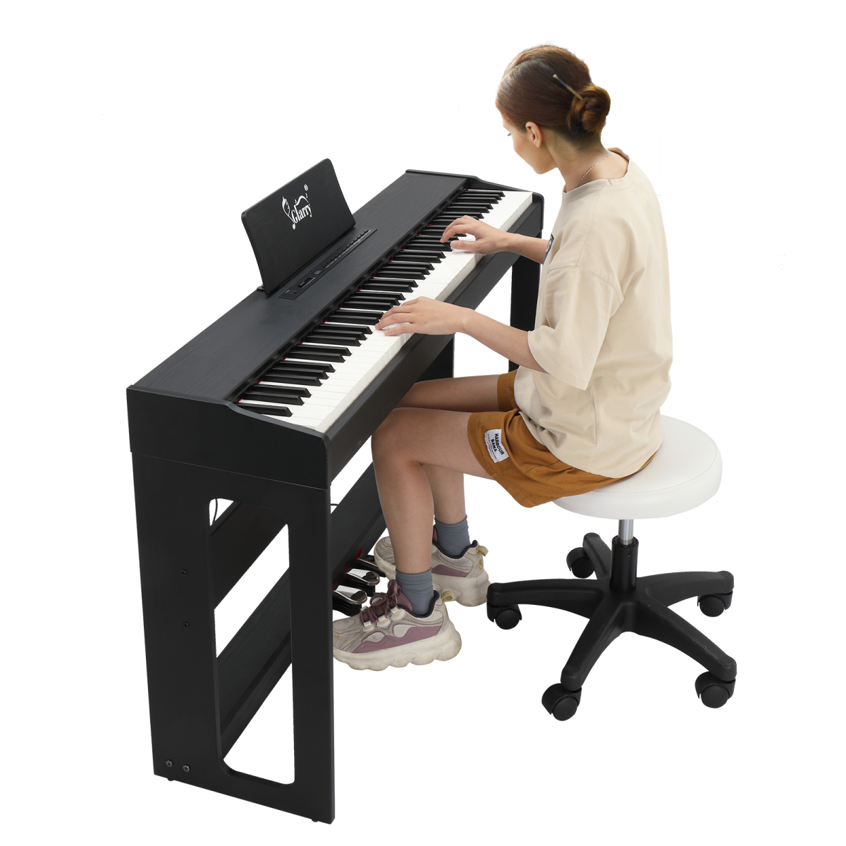 GDP-104 88 Keys Full Weighted Keyboards Digital Piano with Furniture Stand, Power Adapter, Triple Pedals, Headphone, for All Experience Levels Black【Same Model Code: 30505283】