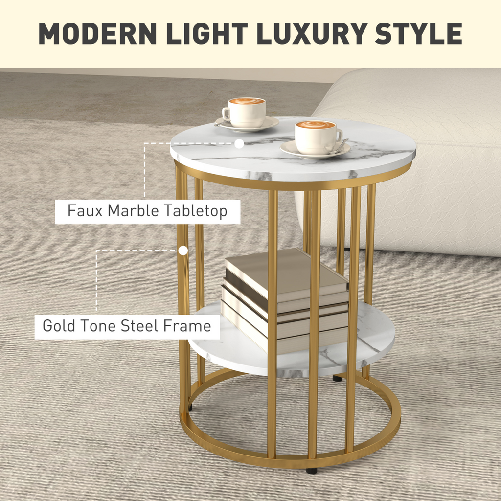 Elegant Marble-Effect Tables Set with Gold Tone Legs for Home & Office
