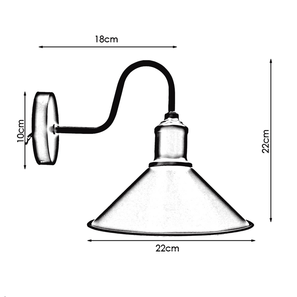 Black Vintage Industrial E27 Wall Sconce with Swan Neck Wall Light ~2484