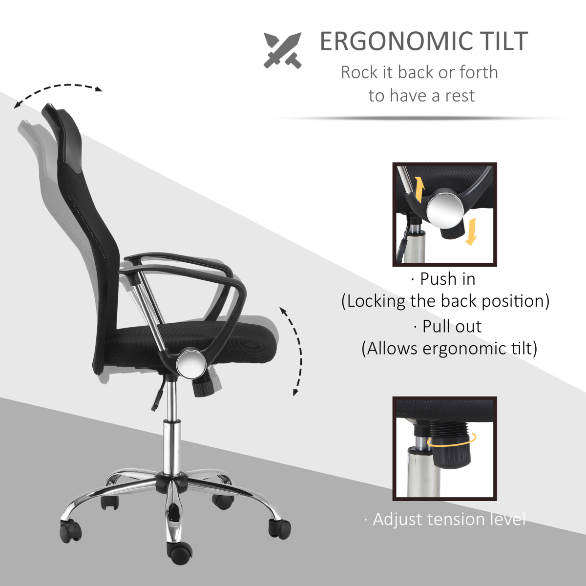 Executive Office Chair High Back Mesh Chair Seat Office Desk Chairs, Black