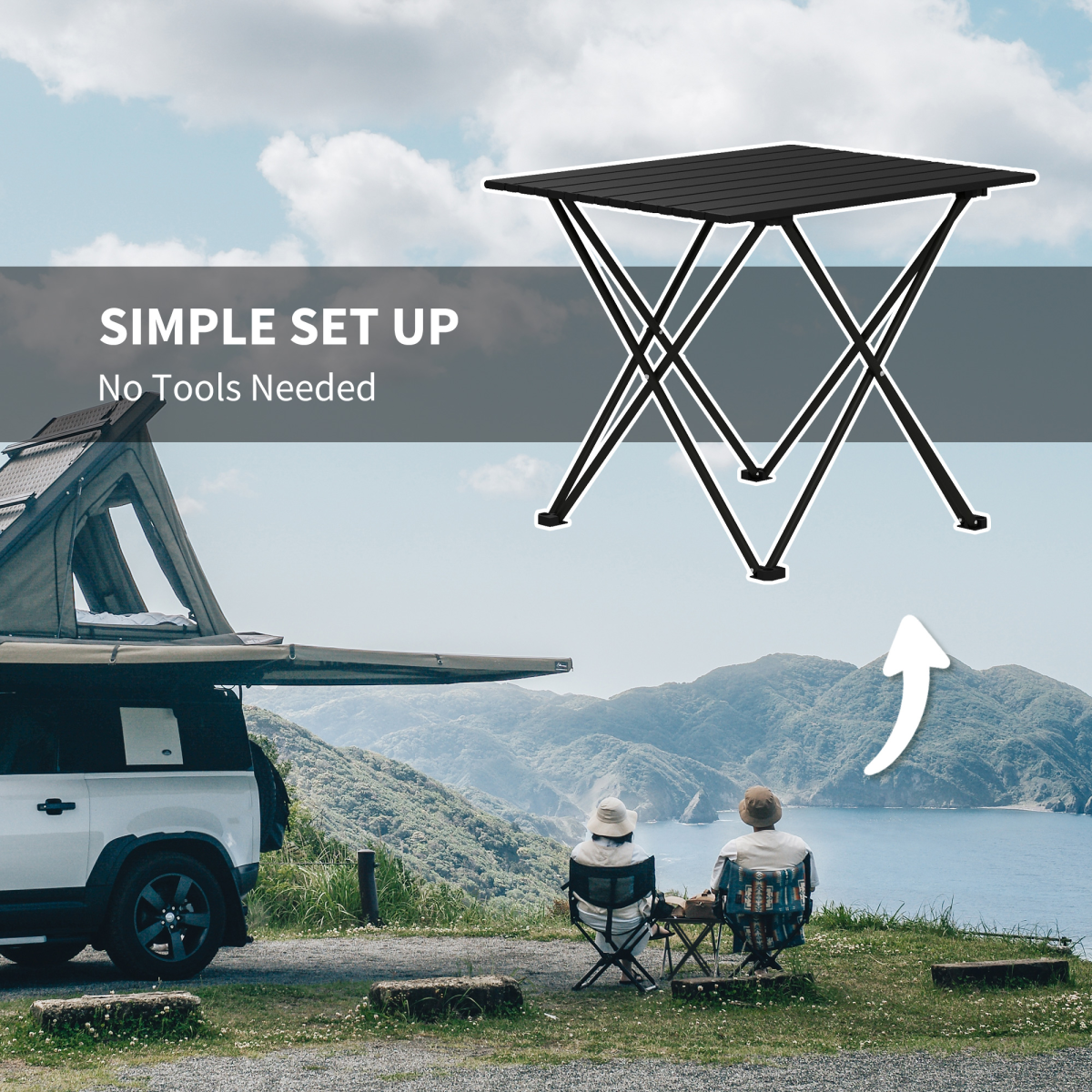 Outsunny Folding Camping Table for Outdoor Camping, Picnic, Hiking, Black