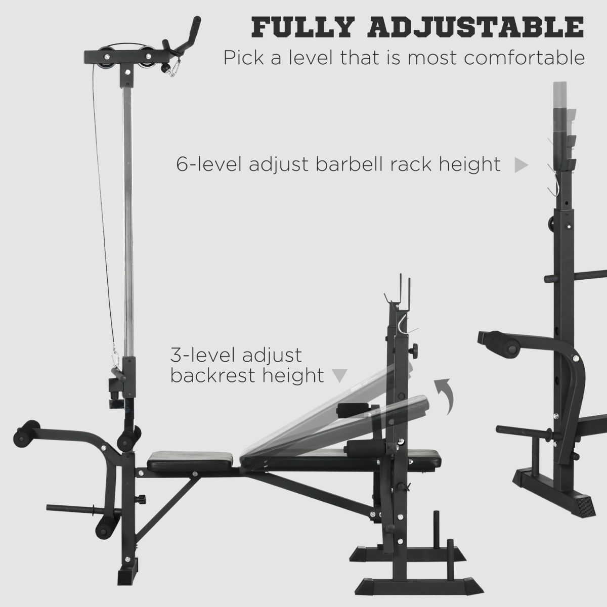 HOMCOM Adjustable Weight Bench Multifunction Full Body Workout Bench