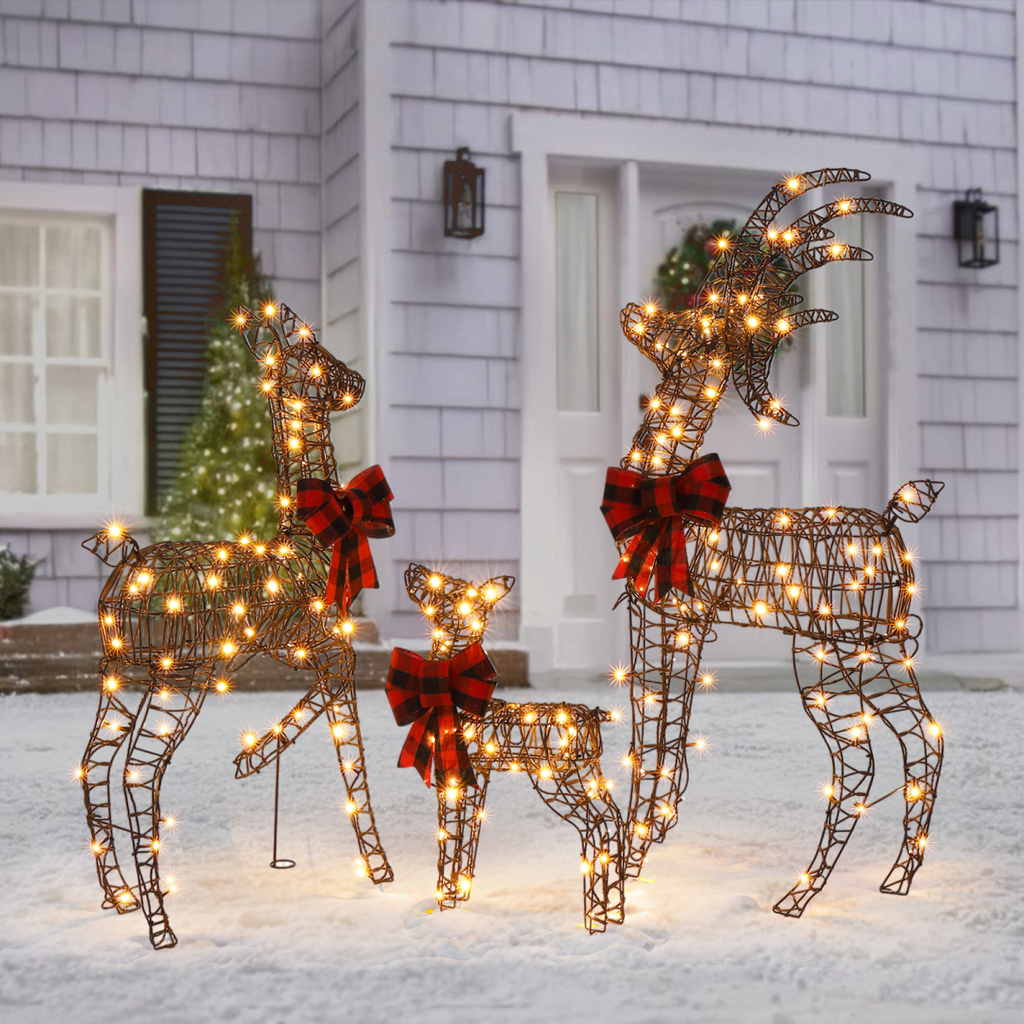3-Piece Lighted Christmas Reindeer Family Set Outdoor Decorations