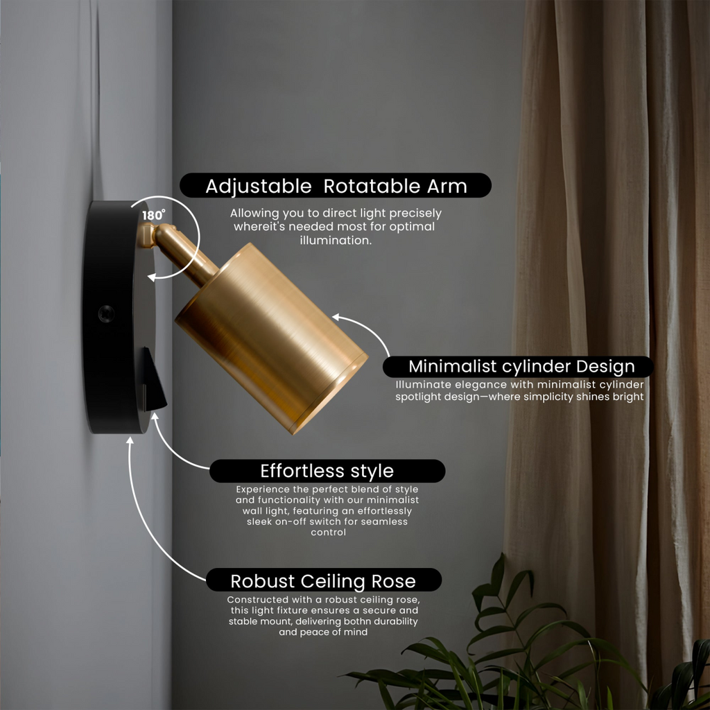 Rotatable GU10 Spotlight Single Head Wall Light with On-Off Switch-5631